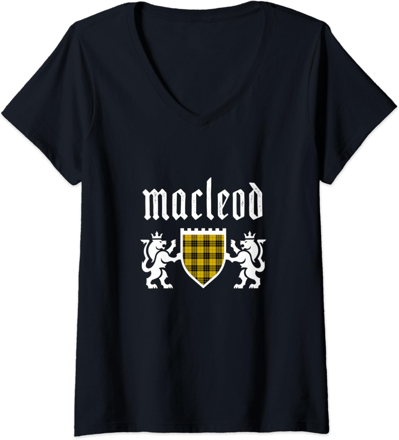 Womens Clan MacLeod Tartan, Scottish Plaid, MacLeod Family VNeck T